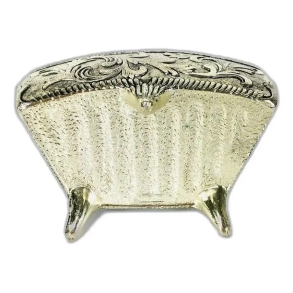 Vintage Silver and Porcelain Hand Painted Velvet Lined Jewelry Box Made Japan